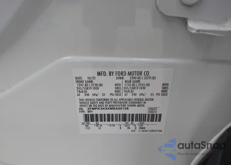 2021 Ford Edge Titanium из США, поврежденный, VIN 2FMPK3K9XMBA66108